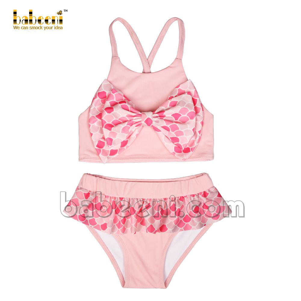Lovely bow two piece swimwear for little girls - SW 542